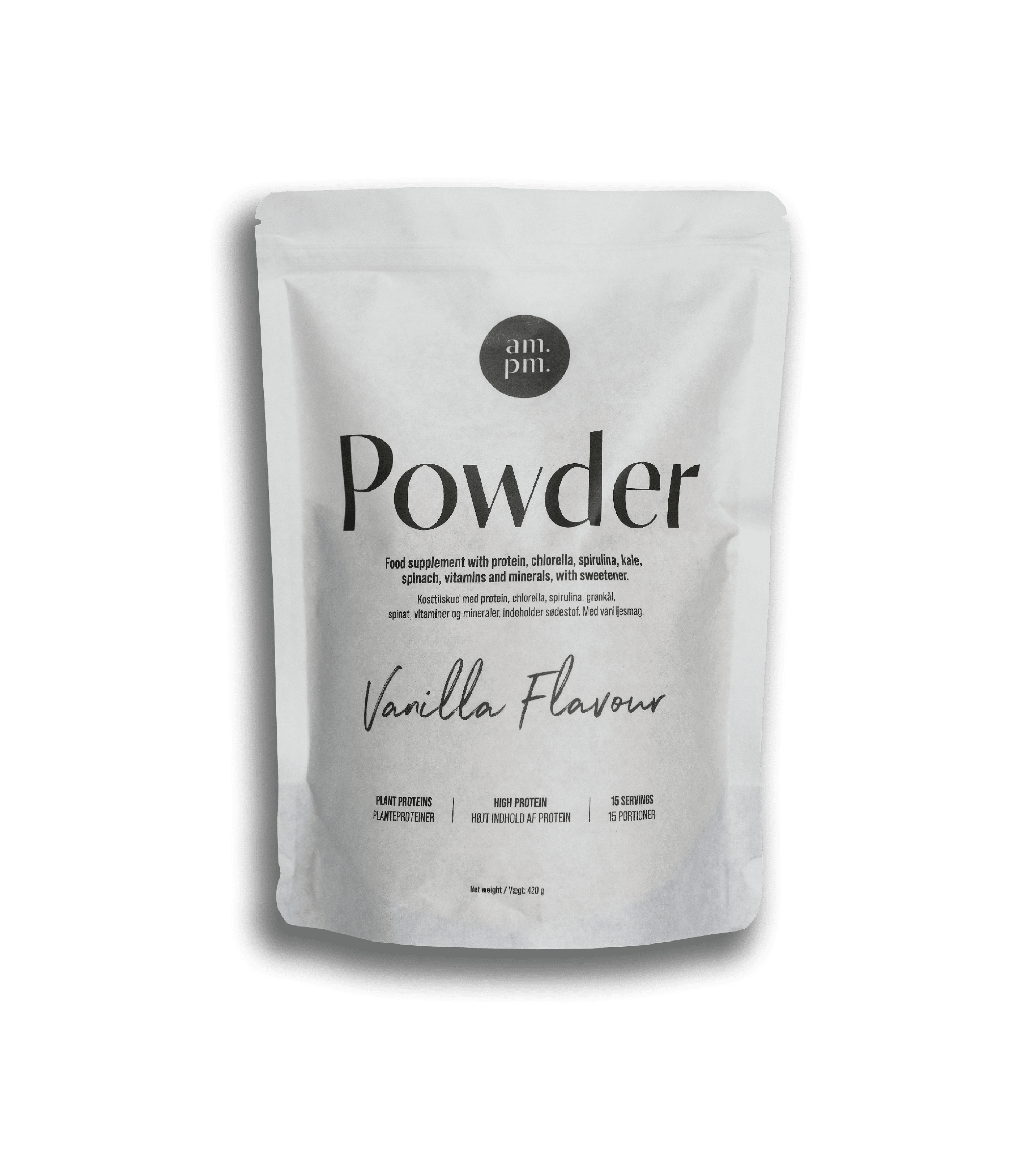 Pose med am.pm. Powder i vaniljesmag